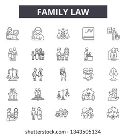 Family law line icons for web and mobile design. Editable stroke signs. Family law  outline concept illustrations