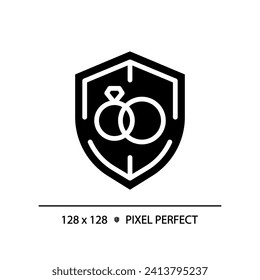 Family law pixel perfect RGB color icon. Legal regulations of domestic relations. Matrimonial order rules. Silhouette symbol on white space. Solid pictogram. Vector isolated illustration