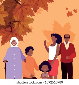 Family and leaves design, Autumn season nature ornament garden decoration and thanksgiving day theme Vector illustration