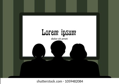 Family leisure, people behind viewing of the TV at night. 