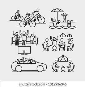 Family Leisure Vector Line Icons