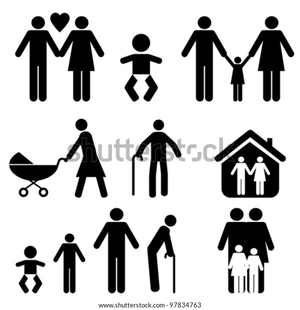 Family Life Icon Set Stock Vector (Royalty Free) 97834763