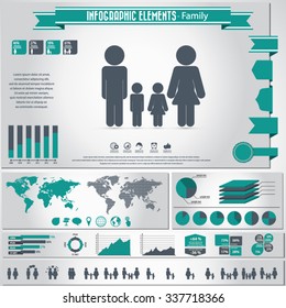 Family life - icon set and infographic elements .Eps10 vector.Can be used in any project.