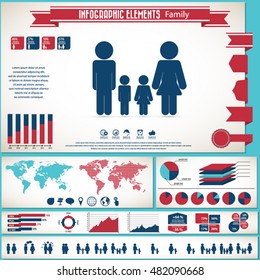 Family life - icon set and infographic elements .Eps10 vector.Can be used in any project.
