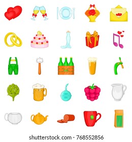 Family life icons set. Cartoon set of 25 family life vector icons for web isolated on white background