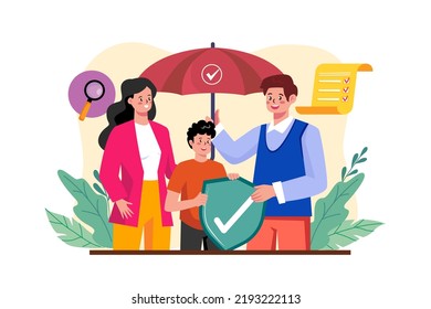 Family Life Insurance Illustration concept on white background