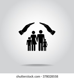 Family life insurance sign icon, vector illustration. Flat design style 