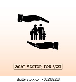 Family life insurance sign icon, vector illustration. Flat design style 
