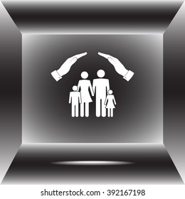 Family life insurance sign icon, vector illustration. Flat design style 