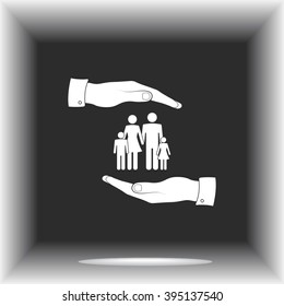 Family life insurance sign icon, vector illustration. Flat design style 