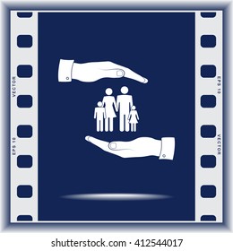 Family life insurance sign icon, vector illustration. Flat design style 
