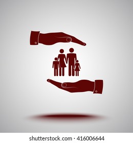 Family life insurance sign icon, vector illustration. Flat design style 