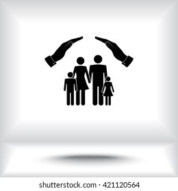 Family life insurance sign icon, vector illustration. Flat design style 