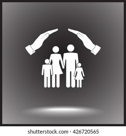 Family life insurance sign icon, vector illustration. Flat design style 