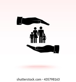 Family life insurance sign icon, vector illustration. Flat design style 