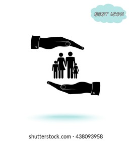 Family life insurance sign icon, vector illustration. Flat design style 