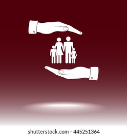 Family life insurance sign icon, vector illustration. Flat design style 