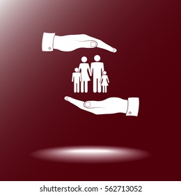 Family life insurance sign icon, vector illustration. Flat design style 