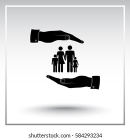 Family life insurance sign icon, vector illustration. Flat design style 