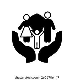 

Family life insurance silhouette icon vector flat design on white background.