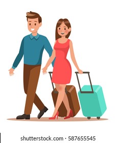 Family lifestyle. Family travel time. Happy family go to travel. Vector illustration design.