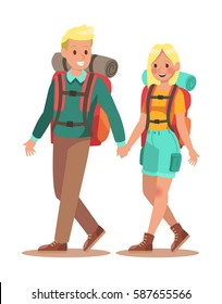 Family lifestyle. Family travel time. Happy family go to Camping. Vector illustration design.