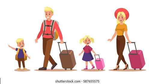 Family lifestyle. Family travel time. Happy family go to travel. Vector illustration design.