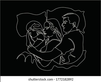 family line art vector design. black background.