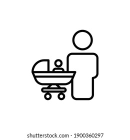 Family line icon. father with baby in stroller. simple design editable. Design template vector