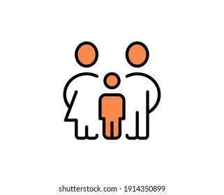 Family line icon. High quality outline symbol for web design or mobile app. Thin line sign for design logo. Color outline pictogram on white background