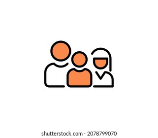 Family line icon. High quality outline symbol for web design or mobile app. Thin line sign for design logo. Color outline pictogram on white background