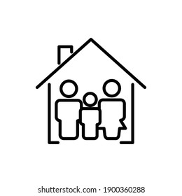 Family line icon with home. family at home symbol. simple design editable. Design template vector