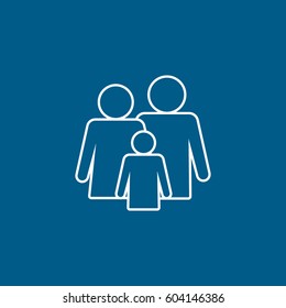 Family Line Icon On Blue Background