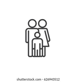 Family Line Icon, Outline Vector Sign, Linear Style Pictogram Isolated On White. Symbol, Logo Illustration. Editable Stroke. Pixel Perfect