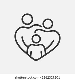 Family line icon. Parents and child concept. Demography care sign. Vector illustration