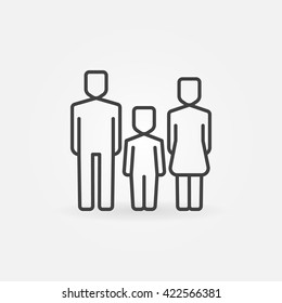 Family line icon - vector man, woman and baby sign. Mother, father and kid symbol. Family thin line pictogram