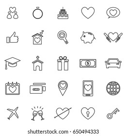 Family line icons on white background, stock vector