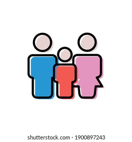 Family lineal color icon. father, mother and child. simple design editable. Design template vector