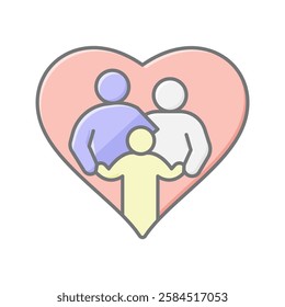 Family lineal color icon, vector, pixel perfect, illustrator file