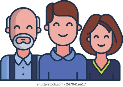 Family linear color vector illustration