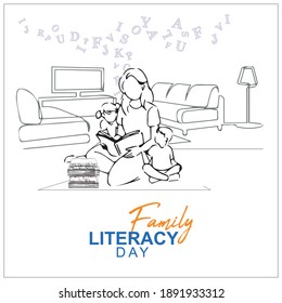 Family Literacy Day. Mother and son Reading Concept 