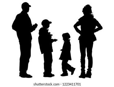 Family with little children on white background