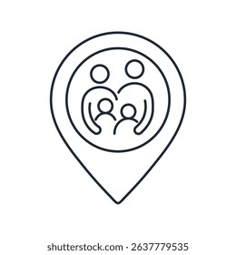 Family location. Pointer. Vector linear icon isolated on white background.