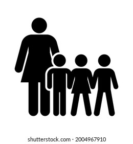 Family logo concept. Mother and children. Vector icon illustration.
