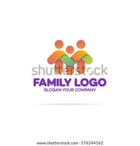 Family logo consisting of in simple figures dad, mom and child used for family medicine practice, team, group, friendship. Vector Illustration