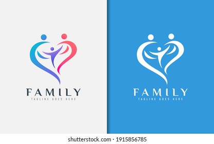Family Logo Design. Abstract Colorful Family Group Forming a Hearth Symbol. Vector Logo Illustration.