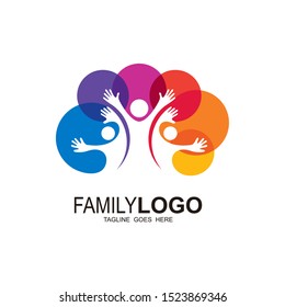 Family logo design template, human icon with colorful design