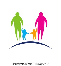 Plantilla vectorial de diseño de logotipo de familia, Comunidad de diseño de ilustración, Icono de símbolo