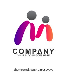 family logo, healthy people, adoption symbol, foundation and community care icon, parents and children vector, helping logo