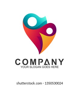 family logo, healthy people, adoption symbol, foundation and community care icon, parents and children vector, helping logo